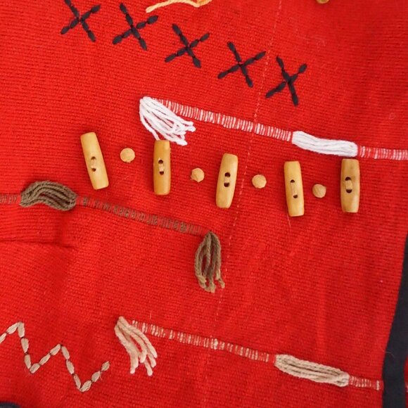 Vintage Indigo Moon Red 100% Cotton Beaded Embroidered Button Up Jacket M - Picture 8 of 13